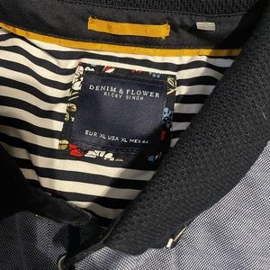 Denim and flower XL mens polo shirt